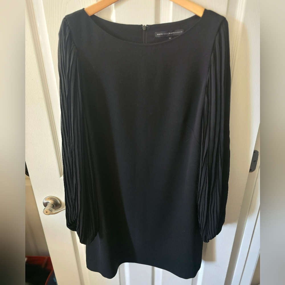 BHWM Black Pleated-Sleeve Women's Dress